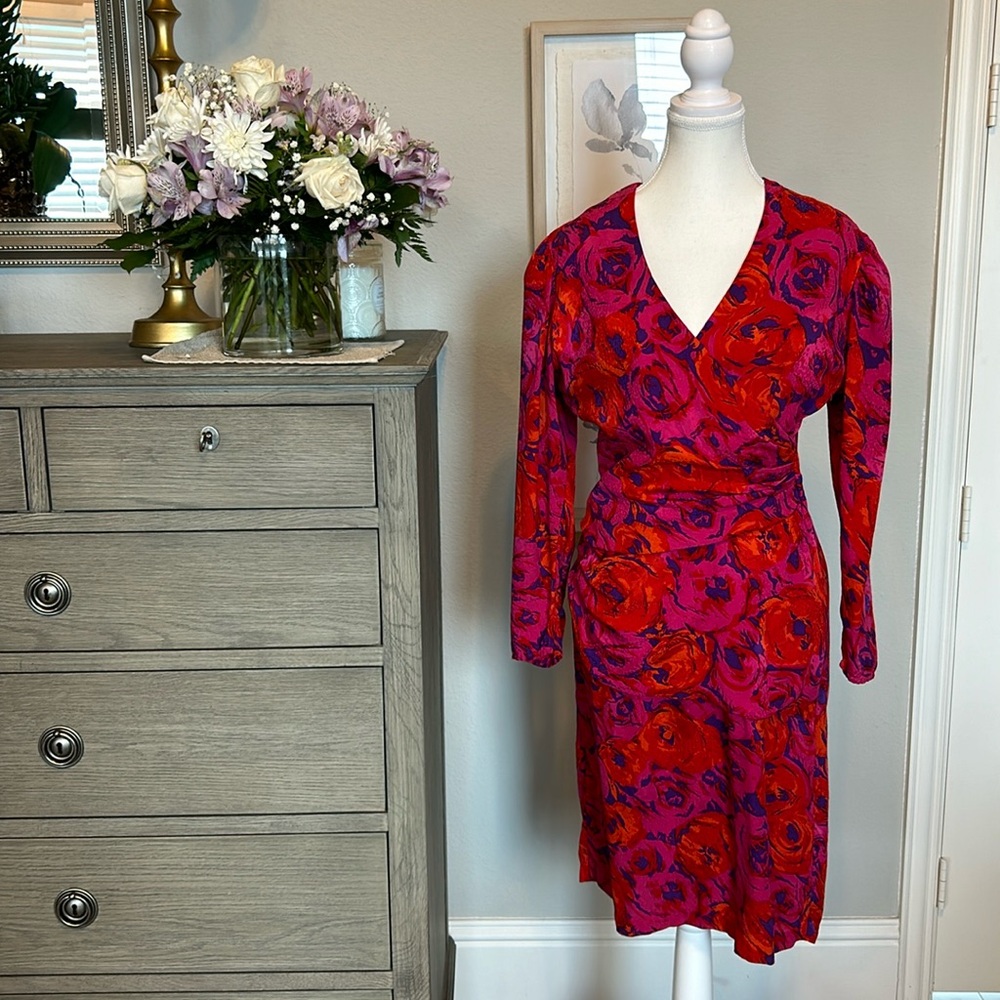 Flora Kung:  Vintage Silk Bold Floral Dress